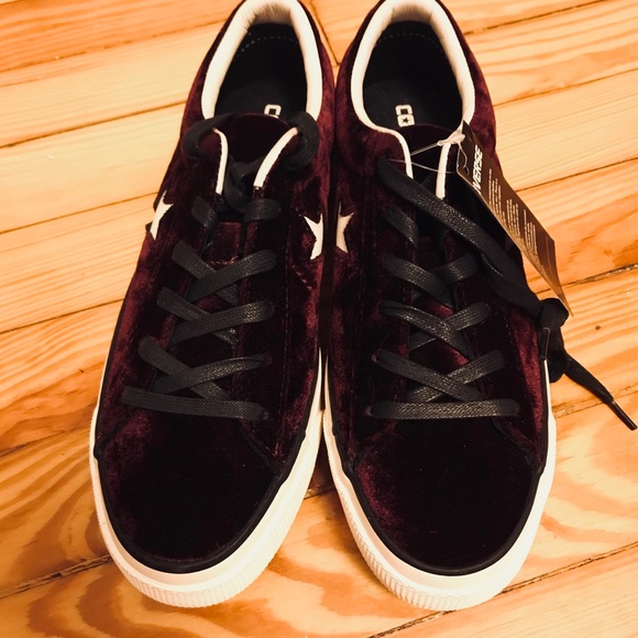 Converse Shoes - Converse Red Velvet Platform Sneakers
